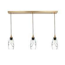 Bicycle Glass X3-147SWLCLR-LIN01-BNI-X4-04W - 147 Swell: 3 Pendant Linear Chandelier