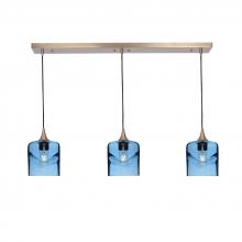 Bicycle Glass X3-603SWLSTB-LIN01-BRS-X4-04W - 603 Swell: 3 Pendant Linear Chandelier