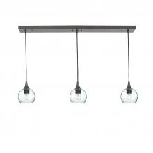 Bicycle Glass X3-763SPNCLR-LIN01-BNZ-X4-04W - 763 Spun: 3 Pendant Linear Chandelier