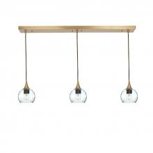 Bicycle Glass X3-763SPNCLR-LIN01-BRS-X4-04W - 763 Spun: 3 Pendant Linear Chandelier
