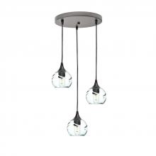 Bicycle Glass X3-763SWLCLR-RND01-BNZ-X4-04W - 763 Swell: 3 Pendant Cascade Chandelier