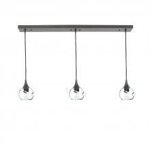 Bicycle Glass X3-763SWLCLR-LIN01-BNZ-X4-04W - 763 Swell: 3 Pendant Linear Chandelier