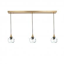 Bicycle Glass X3-763SWLCLR-LIN01-BRS-X4-04W - 763 Swell: 3 Pendant Linear Chandelier