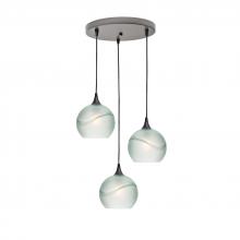 Bicycle Glass X3-767GLACLR-RND01-BNZ-X4-04W - 767 Glacial: 3 Pendant Cascade Chandelier