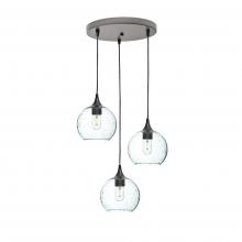 Bicycle Glass X3-767LUNCLR-RND01-BNZ-X4-04W - 767 Lunar: 3 Pendant Cascade Chandelier