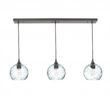Bicycle Glass X3-767SPNCLR-LIN01-BNZ-X4-04W - 767 Spun: 3 Pendant Linear Chandelier