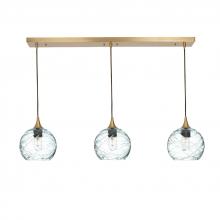Bicycle Glass X3-767SPNCLR-LIN01-BRS-X4-04W - 767 Spun: 3 Pendant Linear Chandelier