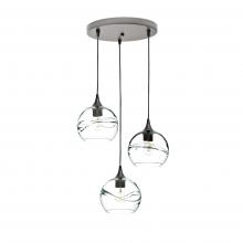 Bicycle Glass X3-767SWLCLR-RND01-BNZ-X4-04W - 767 Swell: 3 Pendant Cascade Chandelier