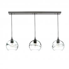 Bicycle Glass X3-767SWLCLR-LIN01-BNZ-X4-04W - 767 Swell: 3 Pendant Linear Chandelier