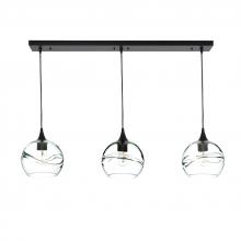 Bicycle Glass X3-767SWLCLR-LIN01-BLK-X4-04W - 767 Swell: 3 Pendant Linear Chandelier