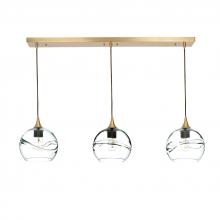 Bicycle Glass X3-767SWLCLR-LIN01-BRS-X4-04W - 767 Swell: 3 Pendant Linear Chandelier