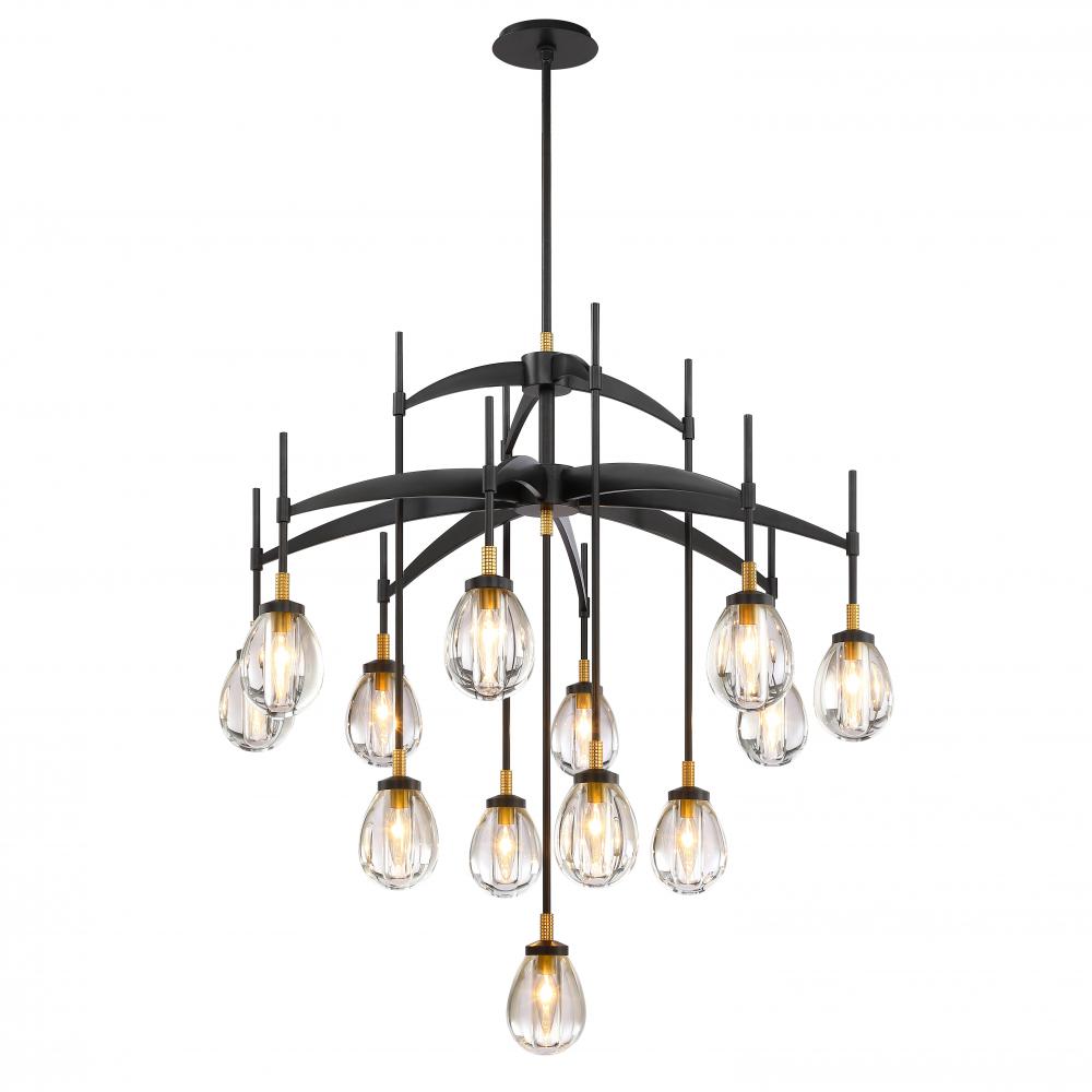 Chandelier Urban Bronze + Brushed Gold E12