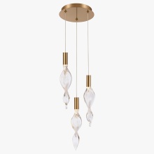 Arabela Lighting 85212-3 - 10" Aurora Pendant in Natural Brass With Clear hand-formed corkscrew glass