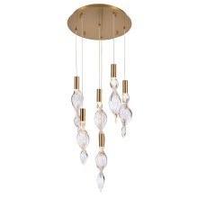 Arabela Lighting 85213-6 - 16" Aurora Pendant in Natural Brass With Clear hand-formed corkscrew glass