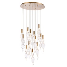 Arabela Lighting 85214-13 - 24" Aurora Pendant in Natural Brass With Clear hand-formed corkscrew glass