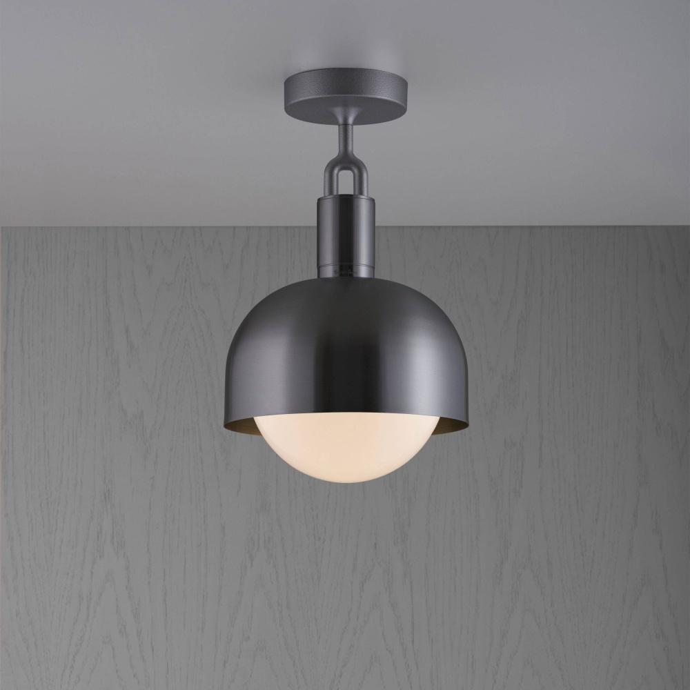 FORKED CEILING / LINEAR / SHADE / GLOBE / OPAL / MEDIUM / GUN METAL