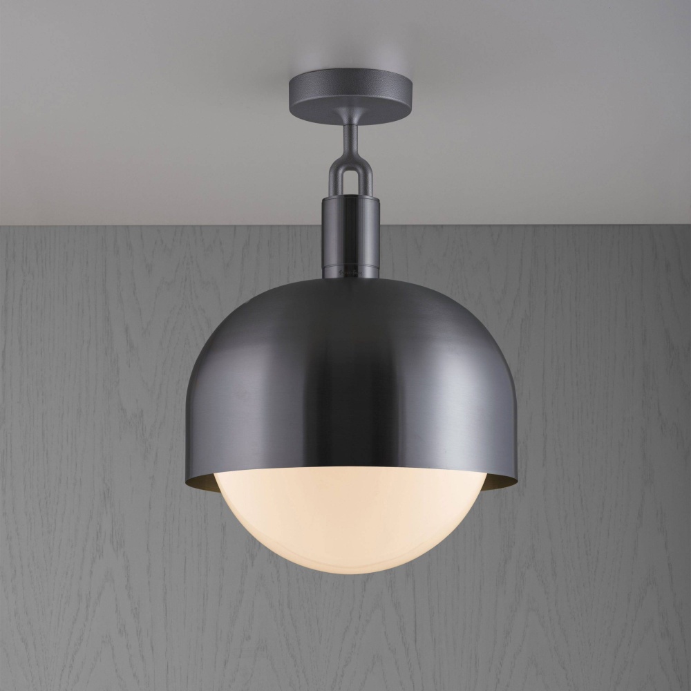 FORKED CEILING / LINEAR / SHADE / GLOBE / OPAL / LARGE / GUN METAL
