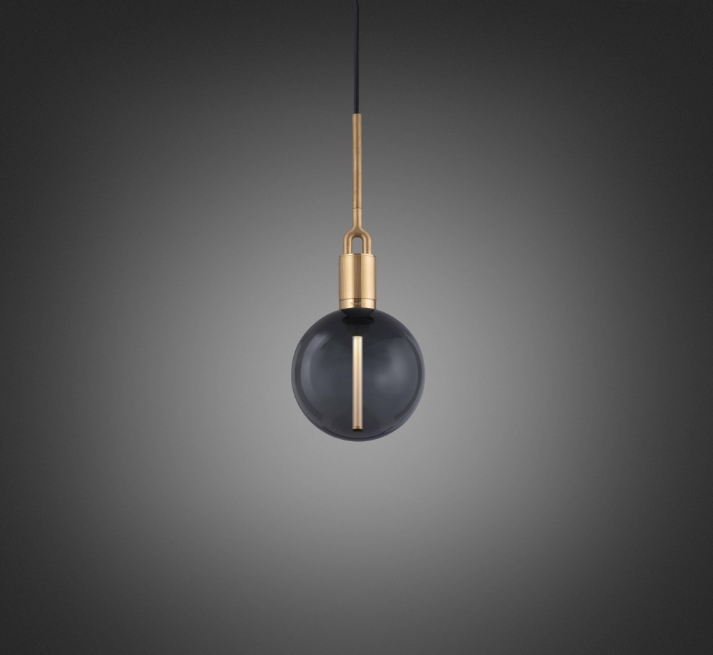 FORKED PENDANT / LINEAR / GLOBE / SMOKED / MEDIUM / BRASS