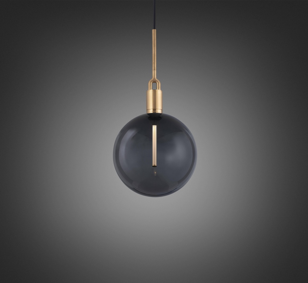 FORKED PENDANT / LINEAR / GLOBE / SMOKED / LARGE / BRASS