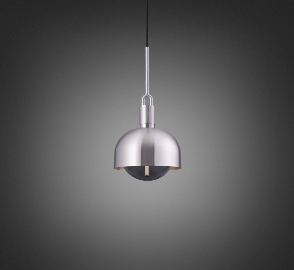 FORKED PENDANT / LINEAR / SHADE / GLOBE / SMOKED / MEDIUM / STEEL