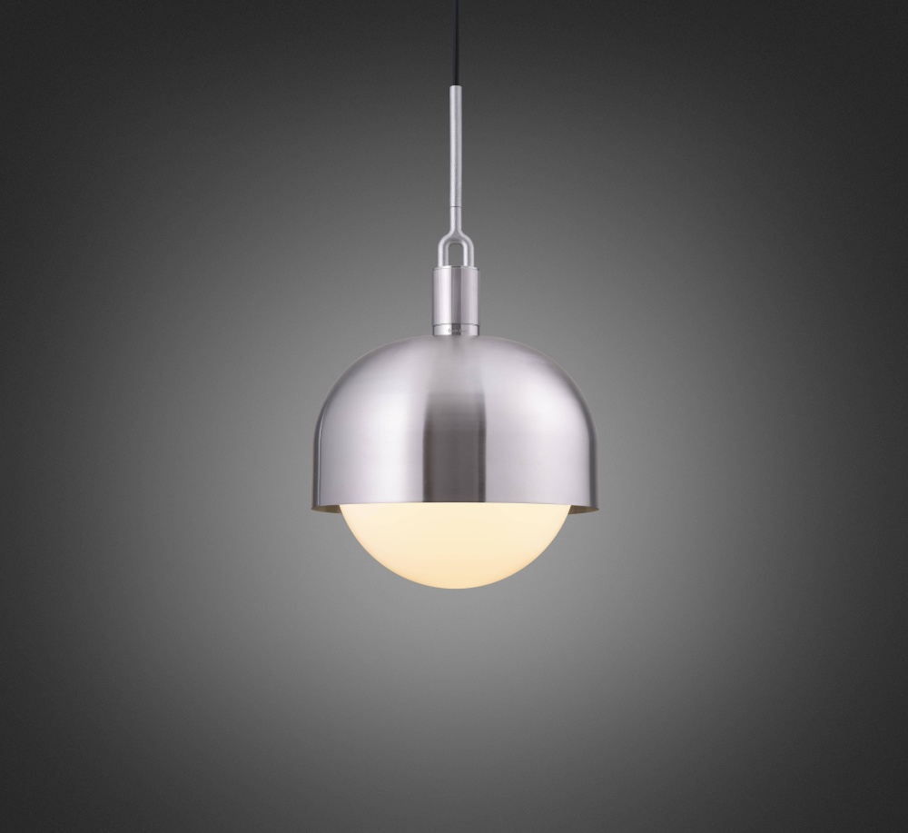 FORKED PENDANT / LINEAR / SHADE / GLOBE / OPAL / LARGE / STEEL