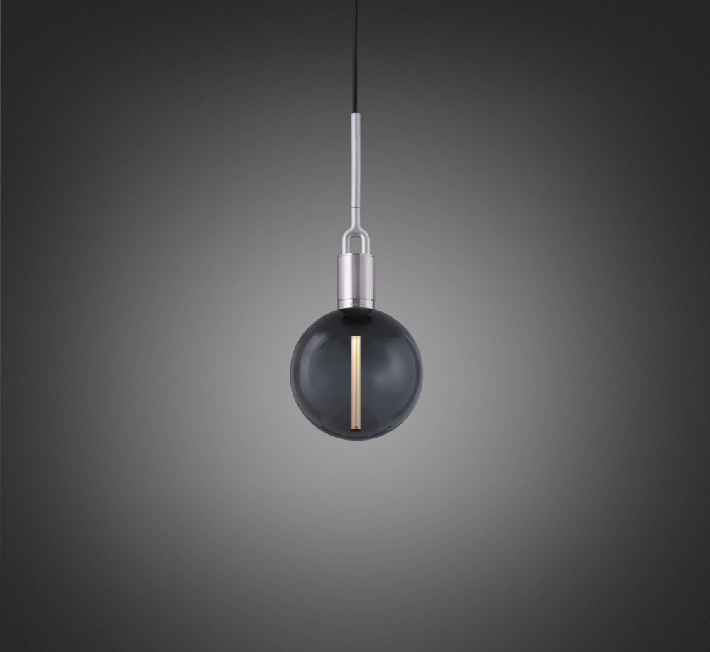 FORKED PENDANT / LINEAR / GLOBE / SMOKED / MEDIUM / STEEL