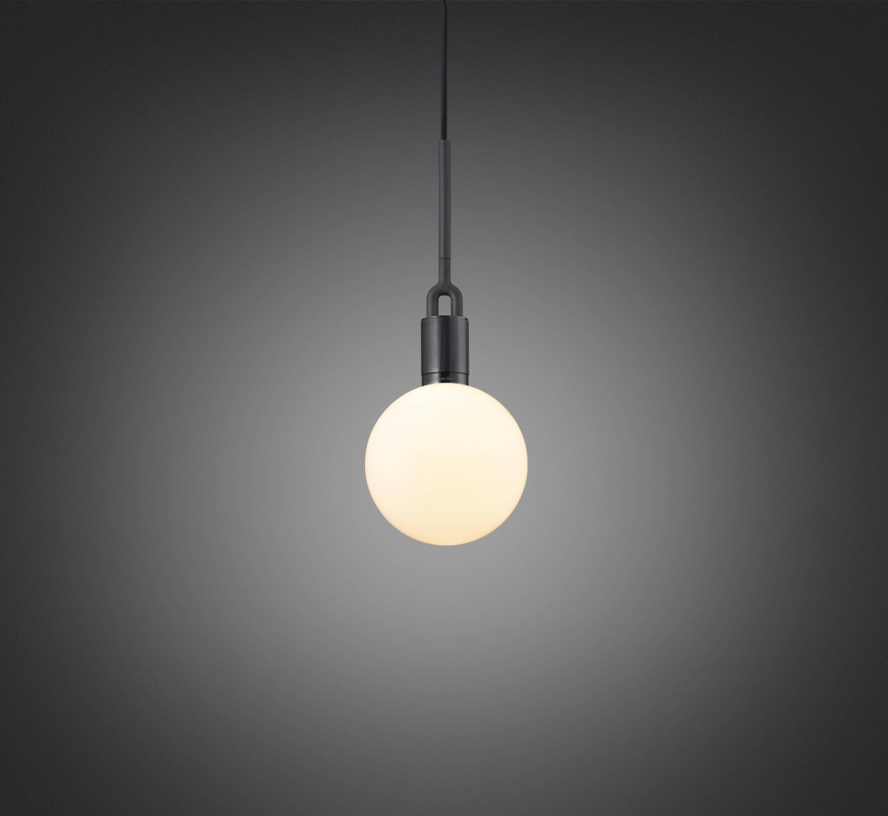 FORKED PENDANT / LINEAR / GLOBE / OPAL / MEDIUM / GUN METAL