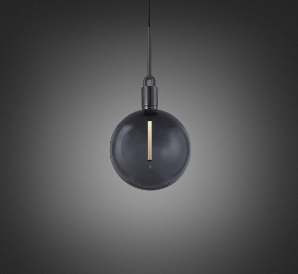 FORKED PENDANT / LINEAR / GLOBE / SMOKED / LARGE / GUN METAL