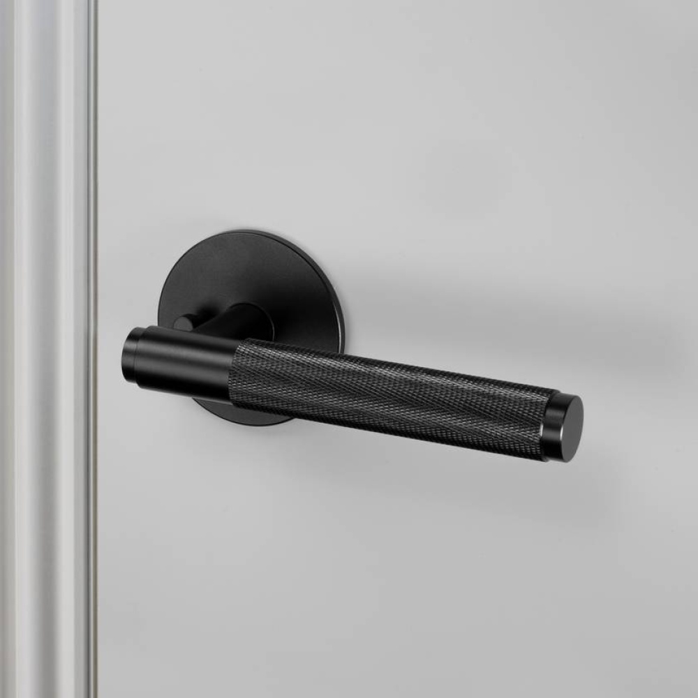 DOOR HANDLE SET / PRIVACY / CROSS / BLACK