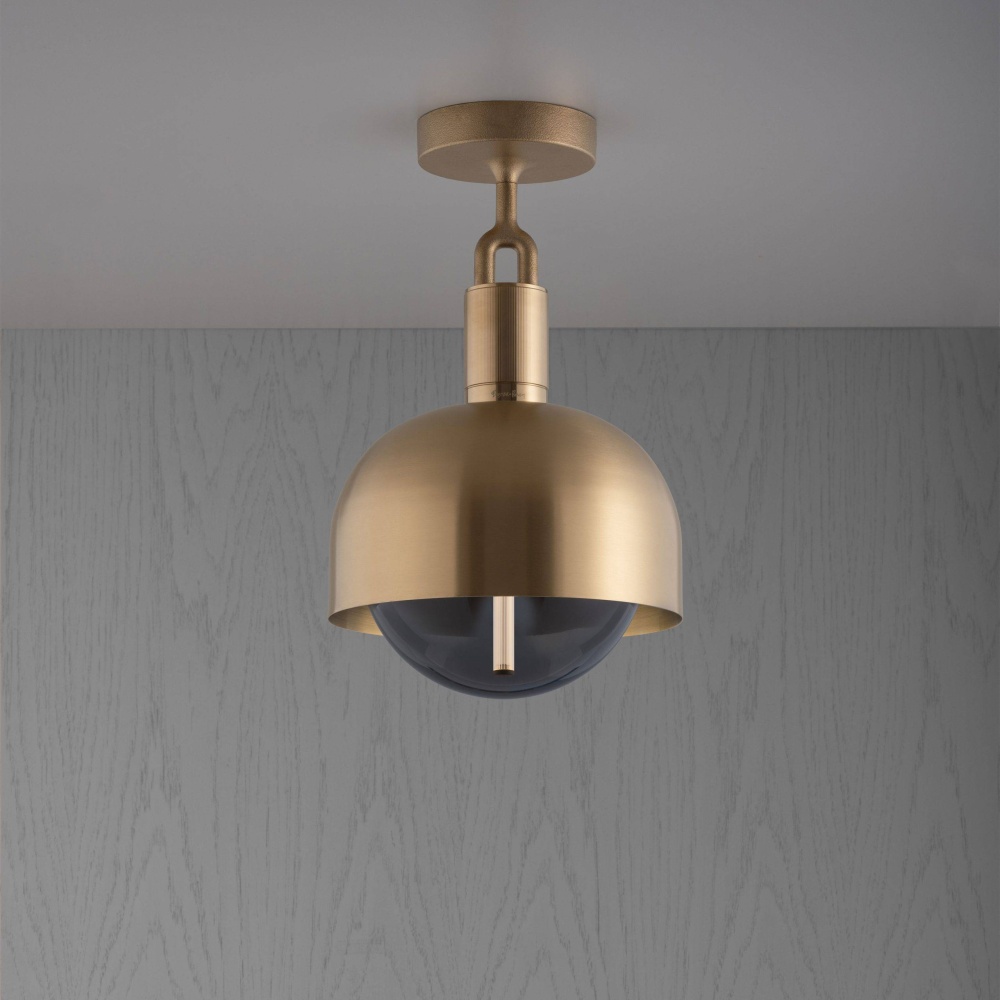 FORKED CEILING / LINEAR / SHADE / GLOBE / SMOKED / MEDIUM / BRASS