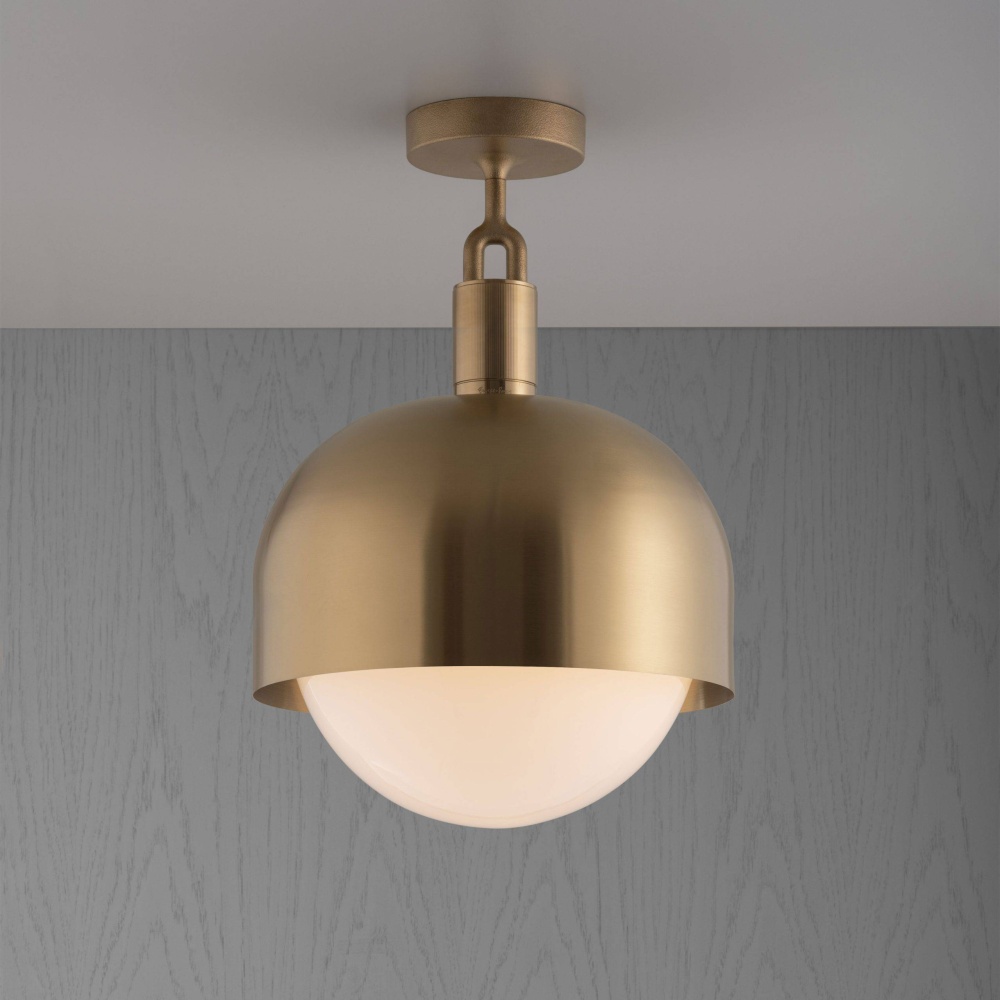 FORKED CEILING / LINEAR / SHADE / GLOBE / OPAL / LARGE / BRASS