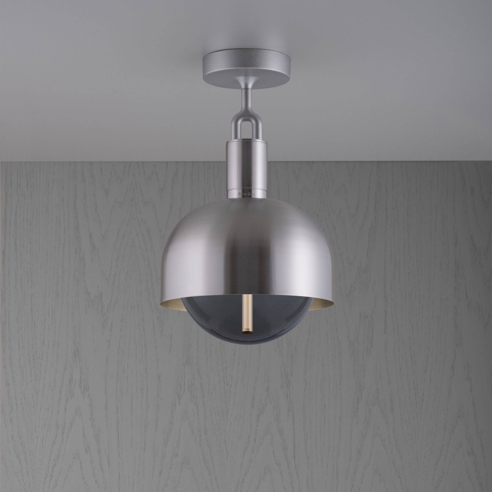 FORKED CEILING / LINEAR / SHADE / GLOBE / SMOKED / MEDIUM / STEEL