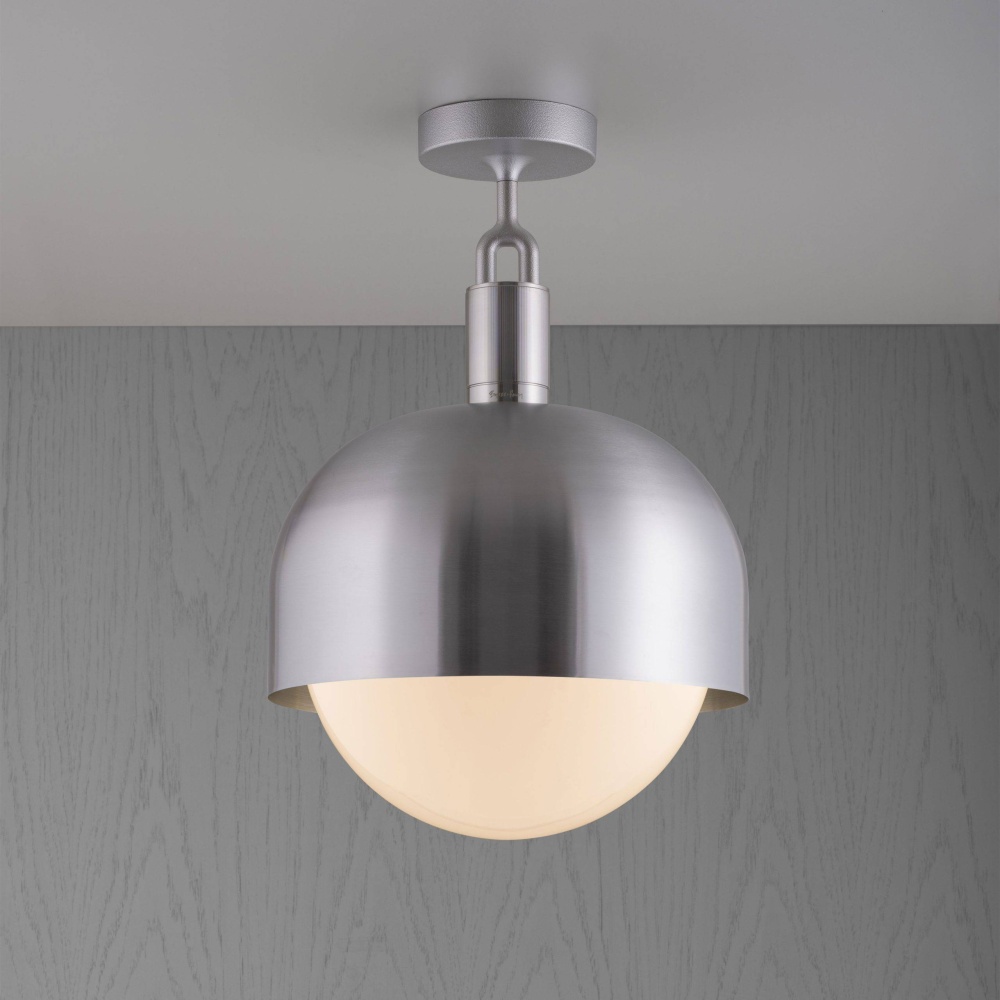 FORKED CEILING / LINEAR / SHADE / GLOBE / OPAL / LARGE / STEEL