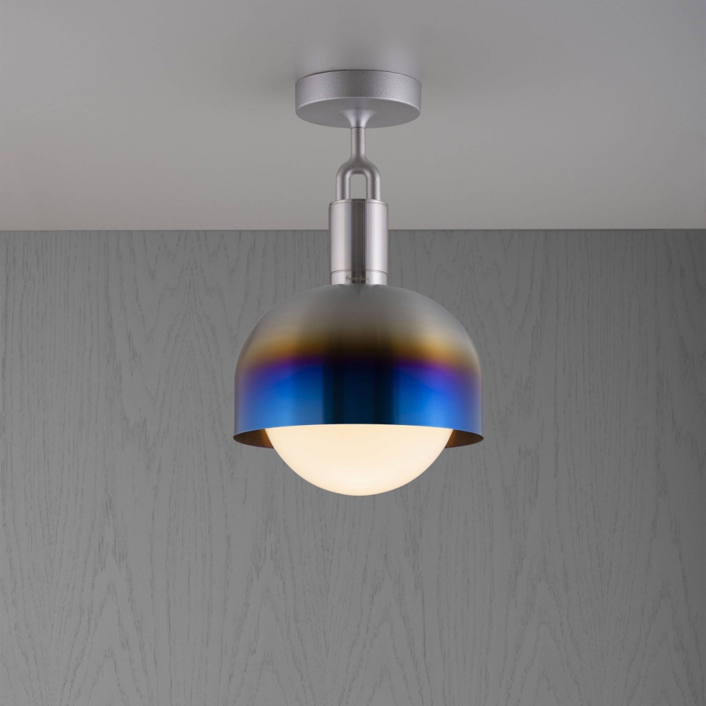 FORKED CEILING / LINEAR / SHADE / GLOBE / OPAL / MEDIUM / BURNT STEEL