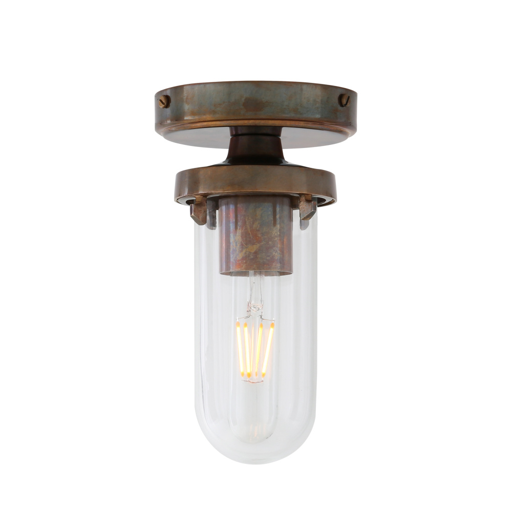 Oregon-B Ceiling Light | Antique Brass | Clear Glass