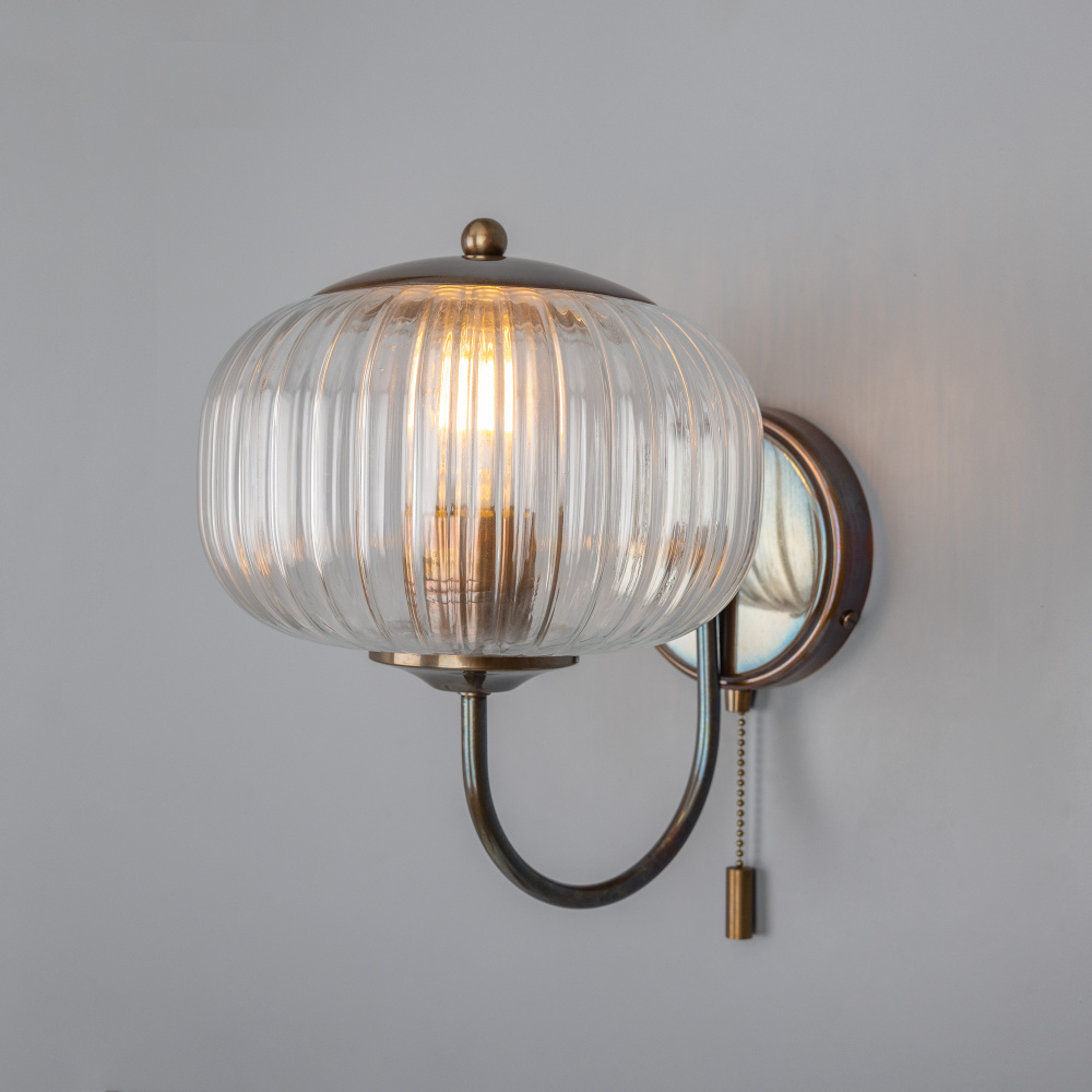 Nehir Wall Light | Satin Brass | Plain Finial Pull Chain