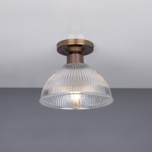 Mullan Lighting MLCF19ANTBRS - Erbil Prismatic Flush Ceiling Fitting | Antique Brass