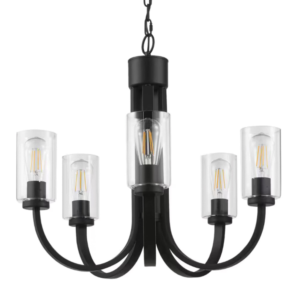 Melina 24'' Wide 5-Light Chandelier - Matte Black
