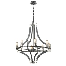Atlas Lighting CL11315-SV - Riveted Plate 28'' Wide 8-Light Chandelier - Silverdust Iron