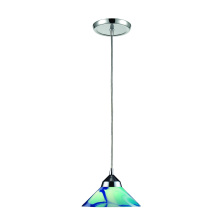 Atlas Lighting CL11666-BL - Refraction 7'' Wide 1-Light Pendant - Polished Chrome with Caribbean Glass