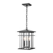 Atlas Lighting OL11041-BK - Oak Park 9'' Wide 3-Light Outdoor Pendant - Matte Black