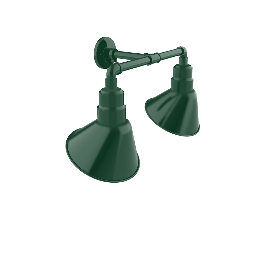Angle 10" 2-Light Straight Arm Wall Light in Forest Green