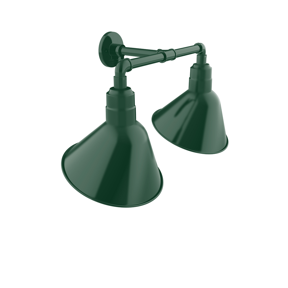 Angle 12" 2-Light Straight Arm Wall Light in Forest Green