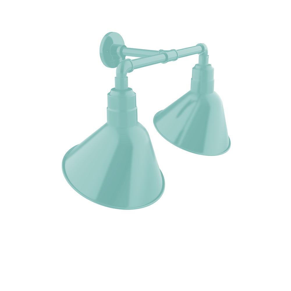 Angle 12" 2-Light Straight Arm Wall Light in Sea Green