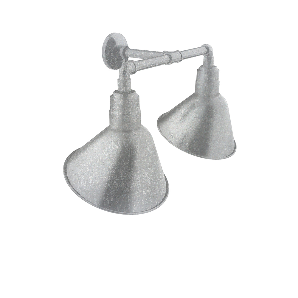 Angle 12" 2-Light Straight Arm Wall Light in Painted Galvanized