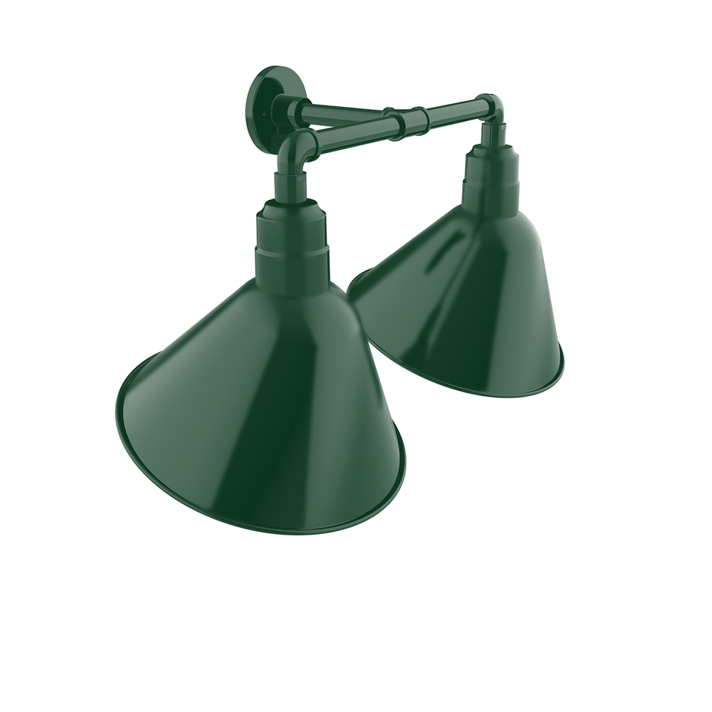 Angle 14" 2-Light Straight Arm Wall Light in Forest Green