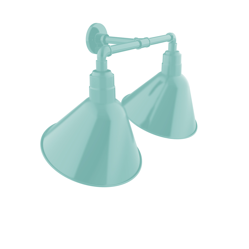 Angle 14" 2-Light Straight Arm Wall Light in Sea Green