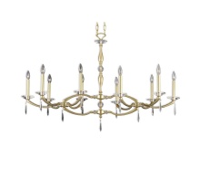 American Brass & Crystal IL5347-U-36G-ST - Ten Light Linear Chandelier