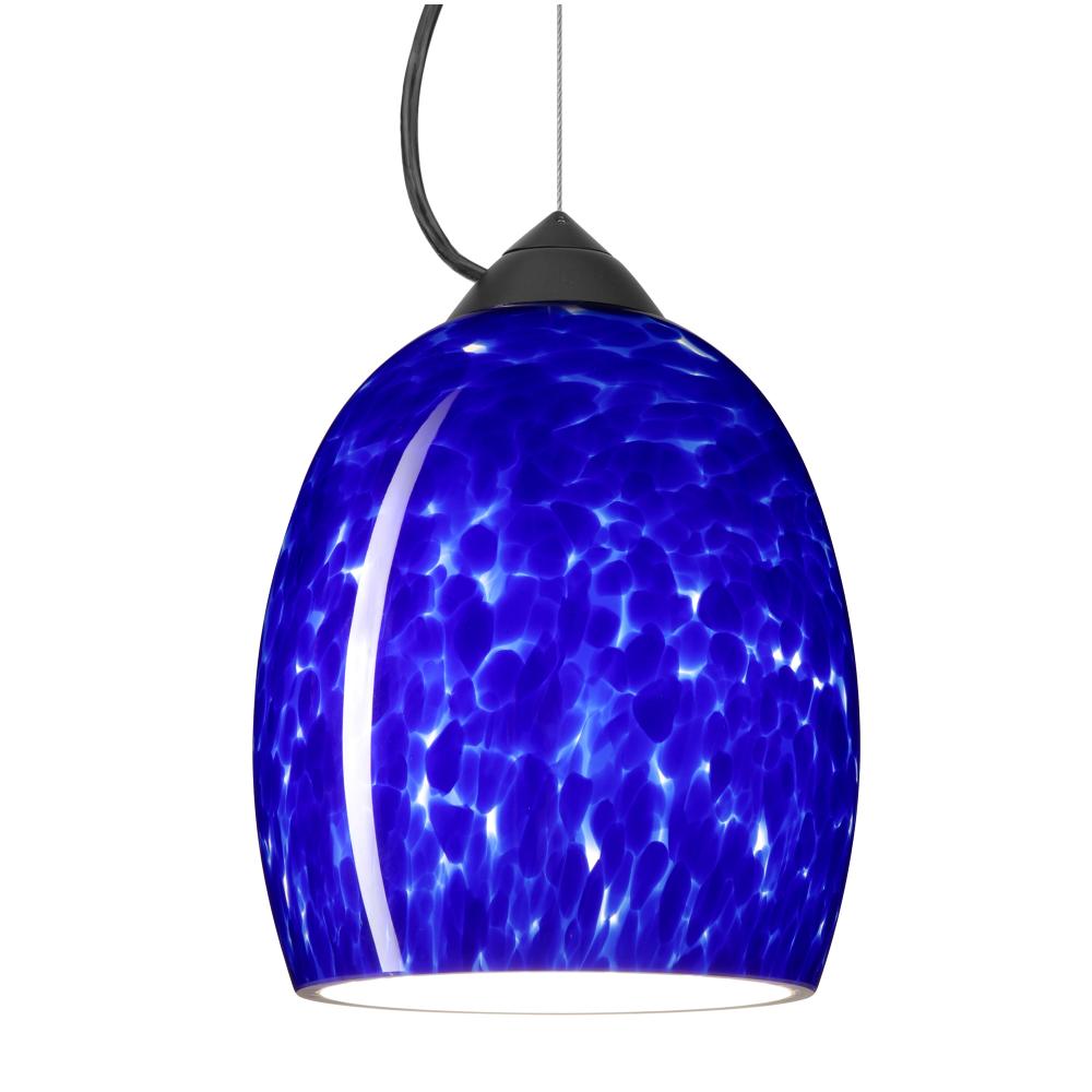 Besa Lucia Stem Pendant Blue Cloud Black 1x100W Medium Base