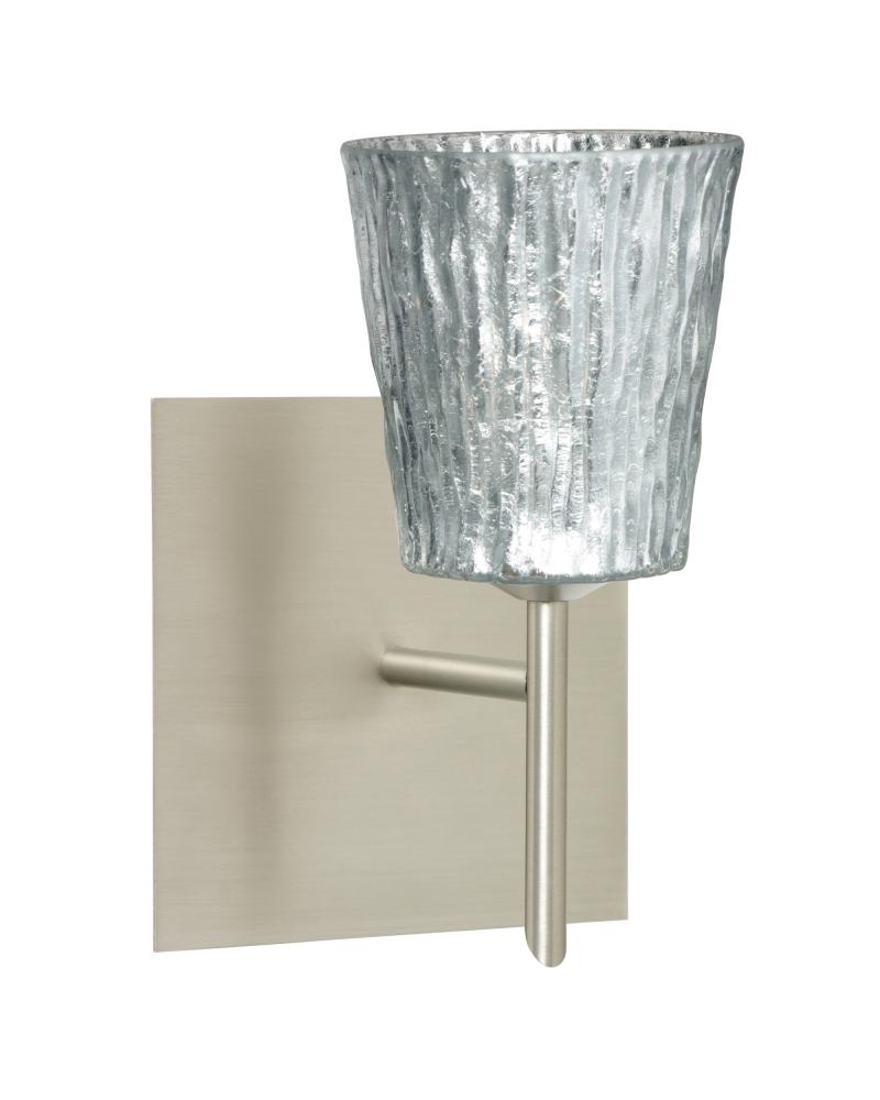 Besa Wall With SQ Canopy Nico 4 Satin Nickel Stone Silver Foil 1x5W LED